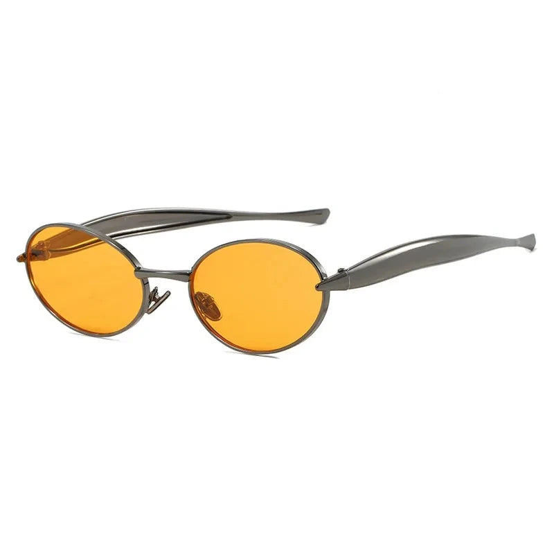 Owalne okulary przeciwsłoneczne z metalową oprawką