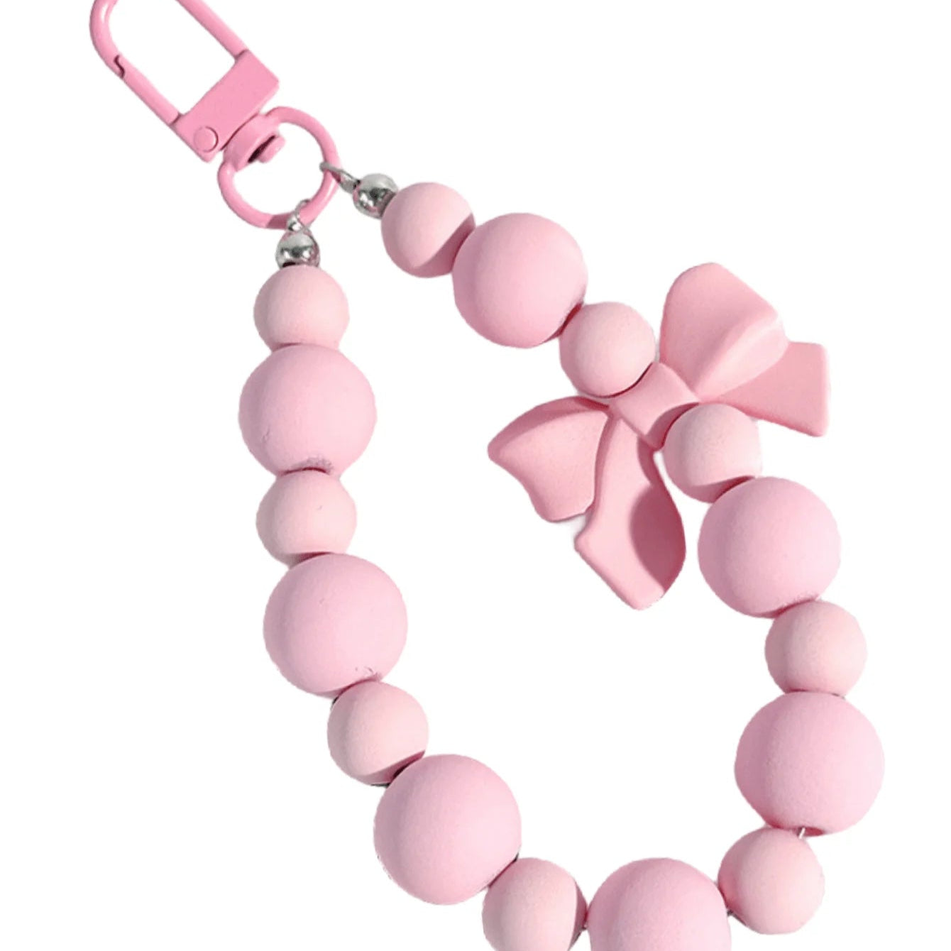 Zawieszka różowe koraliki z kokardką