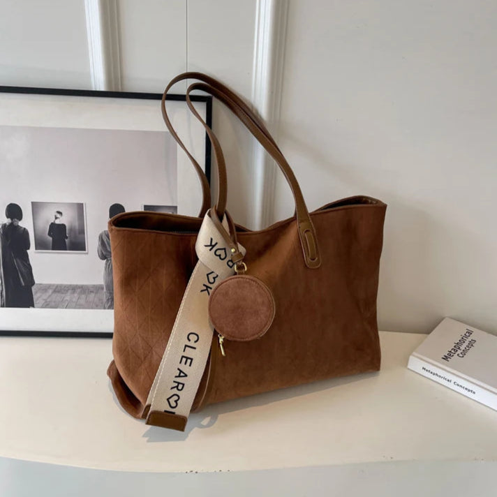 Duża zamszowa torba typu shopper