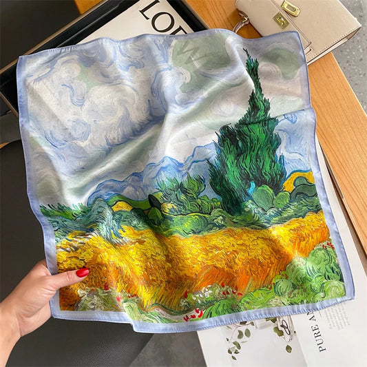 Jedwabna chusta z krajobrazem