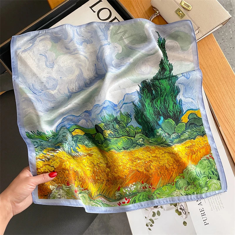 Jedwabna chusta z krajobrazem