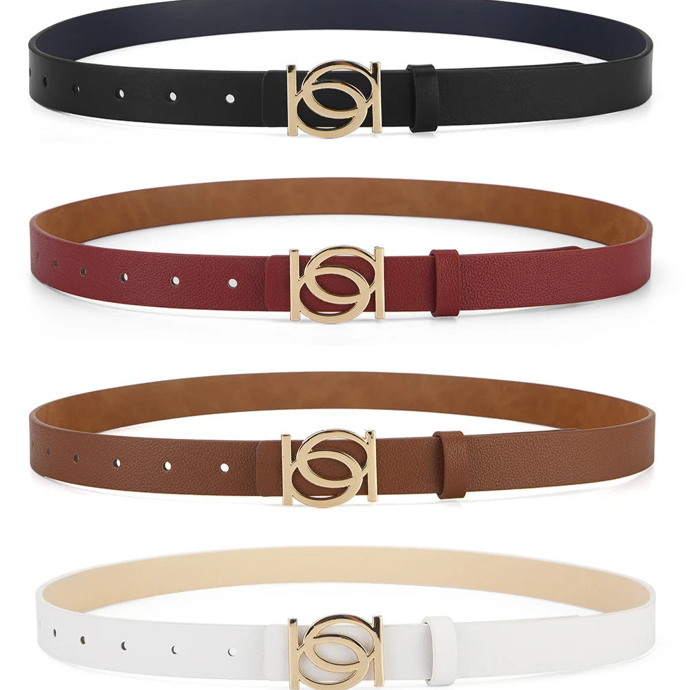 Skórzany pasek z ozdobną złotą klamrą