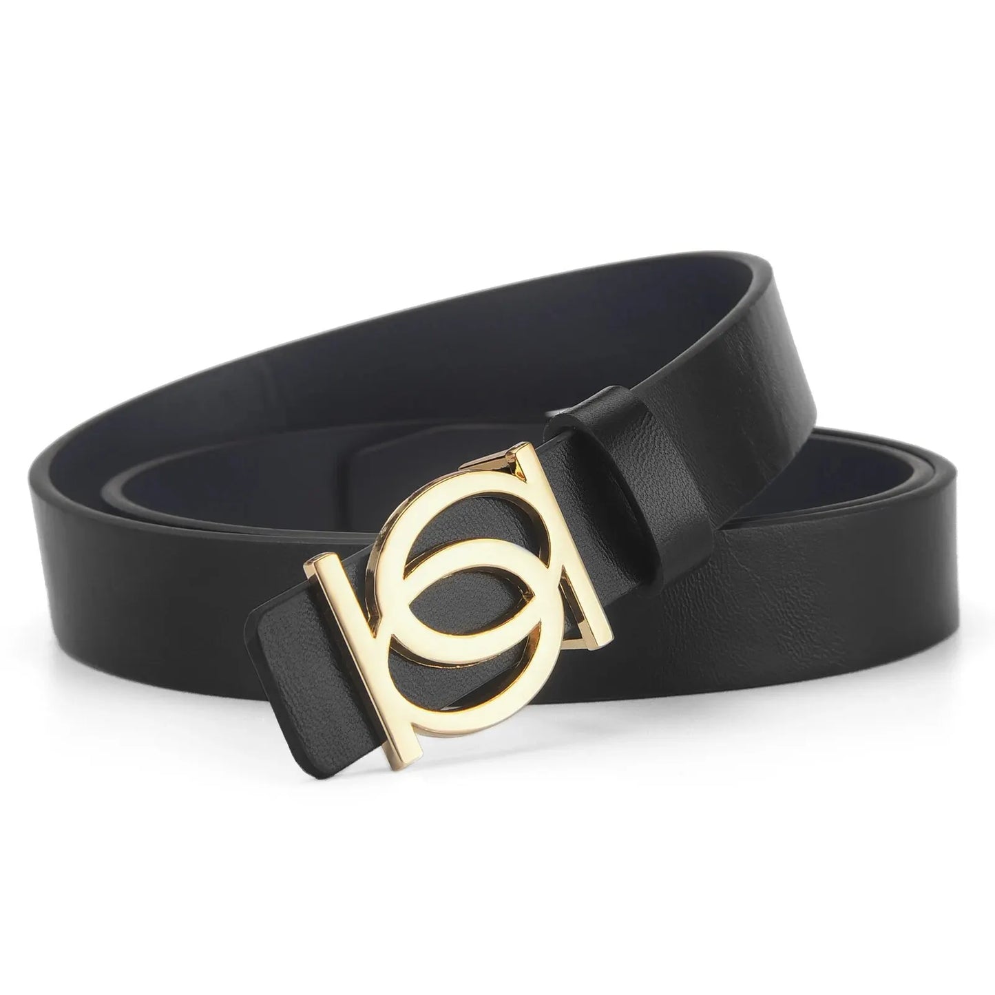 Skórzany pasek z ozdobną złotą klamrą