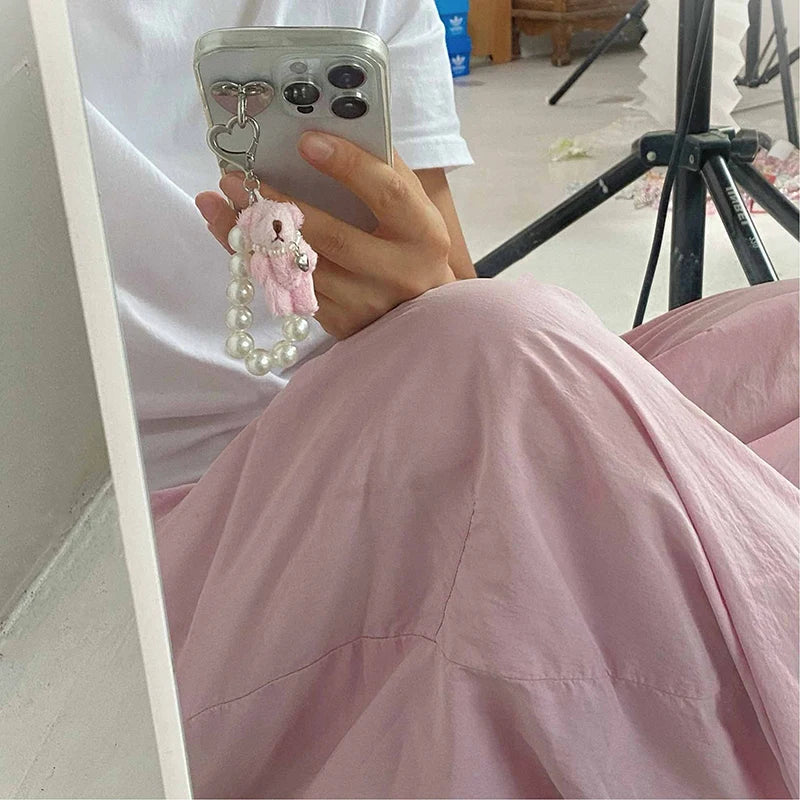 Zawieszka miś z perłowym łańcuszkiem