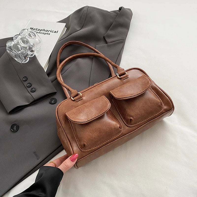 Torba na ramię z dwoma kieszonkami z przodu