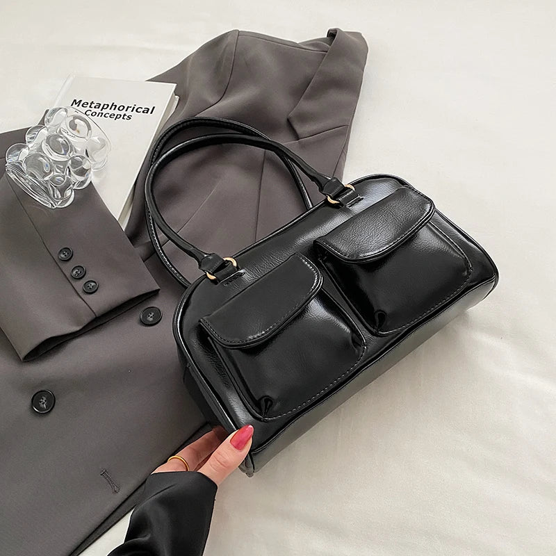 Torba na ramię z dwoma kieszonkami z przodu