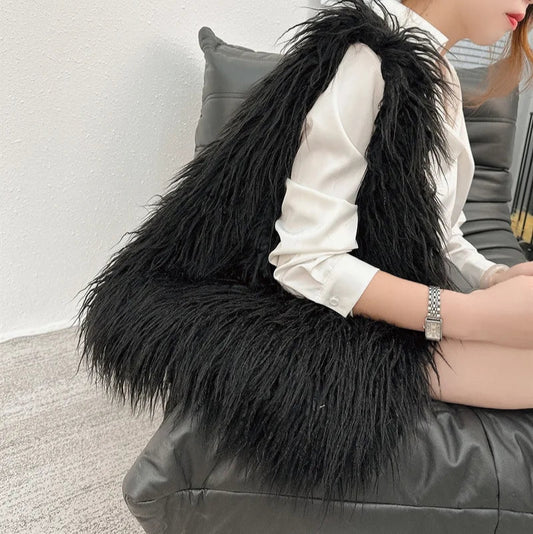 Duża torba futrzana na ramię