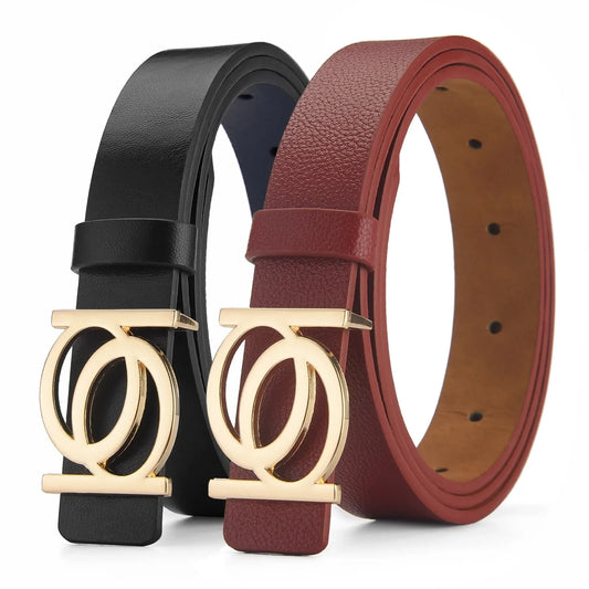 Skórzany pasek z ozdobną złotą klamrą