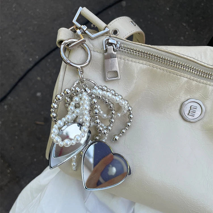 Zawieszka srebrne koraliki z lusterkiem