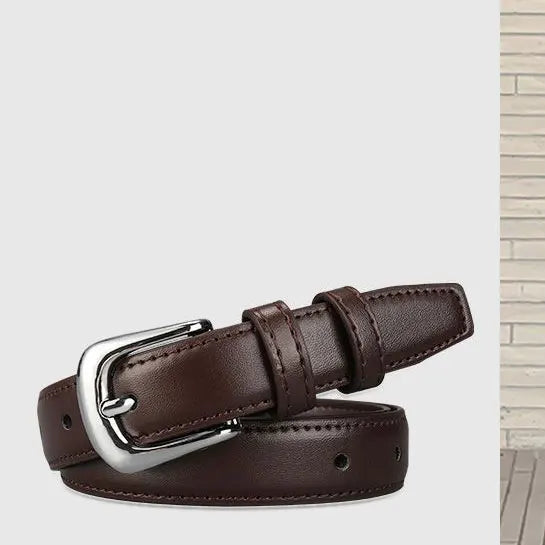 Klasyczny pasek ze srebrną zaokrągloną klamerką