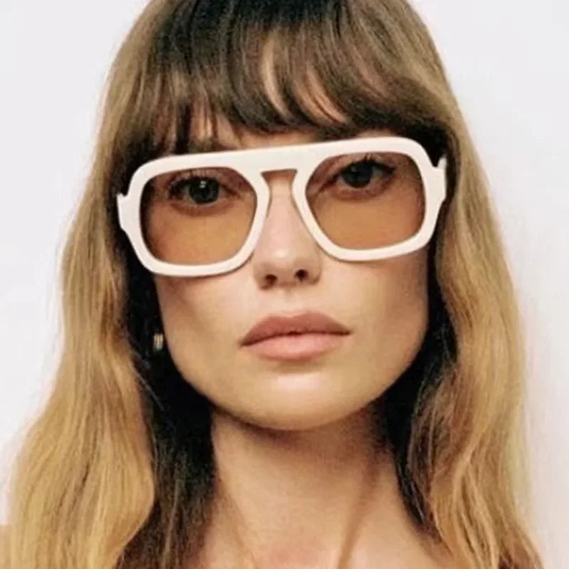 Retro kwadratowe okulary przeciwsłoneczne aviator