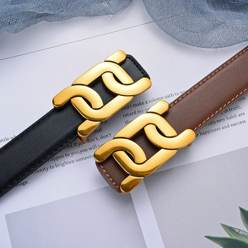 Elegancki pasek z ozdobną złotą klamerką