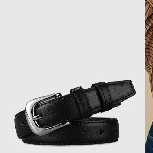 Klasyczny pasek ze srebrną zaokrągloną klamerką