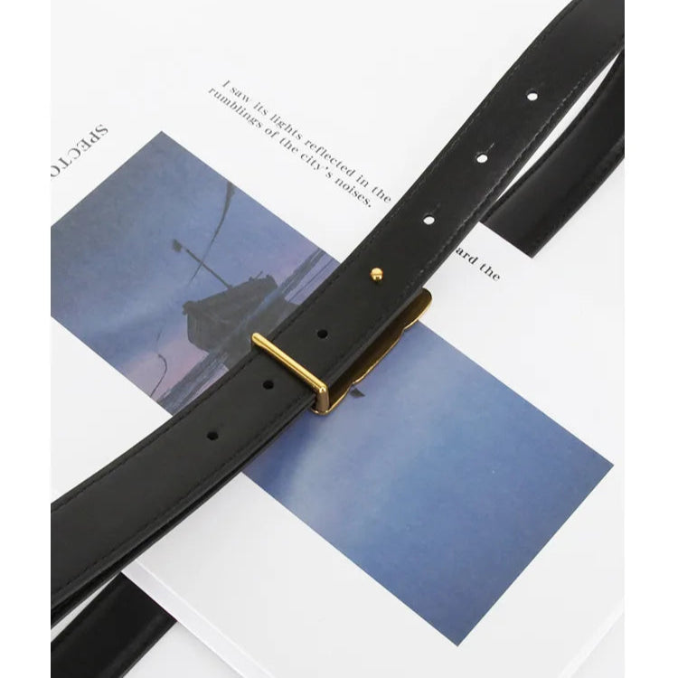 Elegancki pasek z ozdobną złotą klamerką