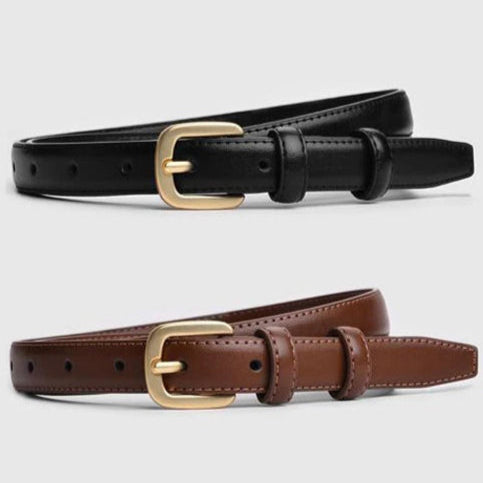 Klasyczny cienki pasek ze złotą klamerką