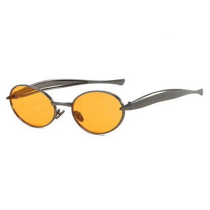 Owalne okulary przeciwsłoneczne z metalową oprawką
