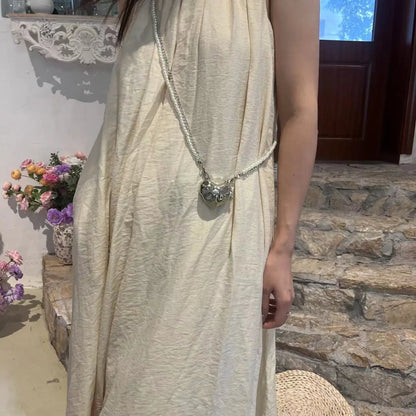 Ozdobna mini torebeczka-pasek z serduszkiem na łańcuszku