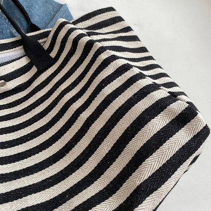 Materiałowa torba shopper w paski