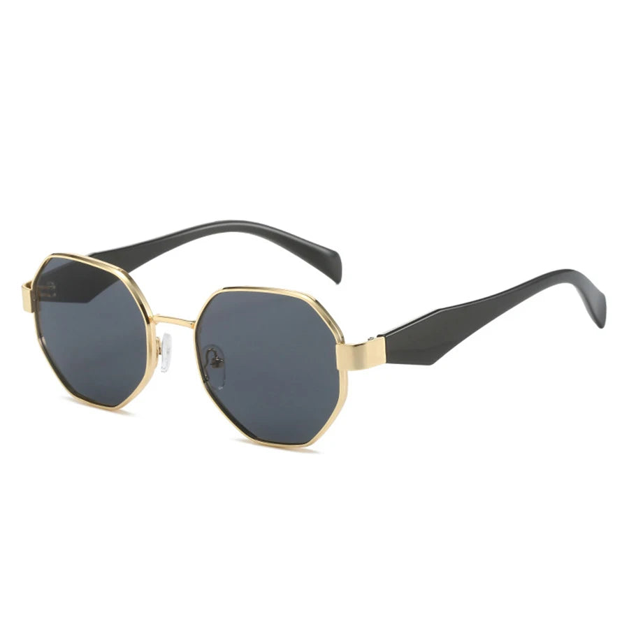Retro okulary przeciwsłoneczne z geometrycznymi metalowymi ramkami