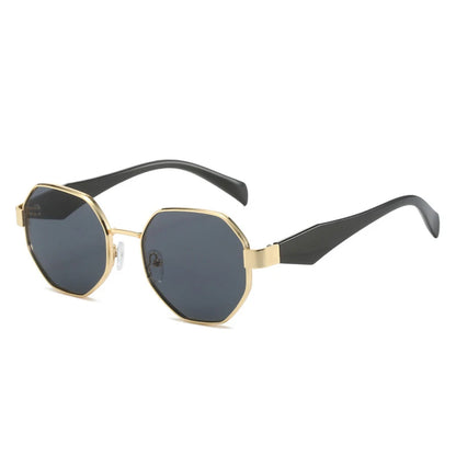 Retro okulary przeciwsłoneczne z geometrycznymi metalowymi ramkami