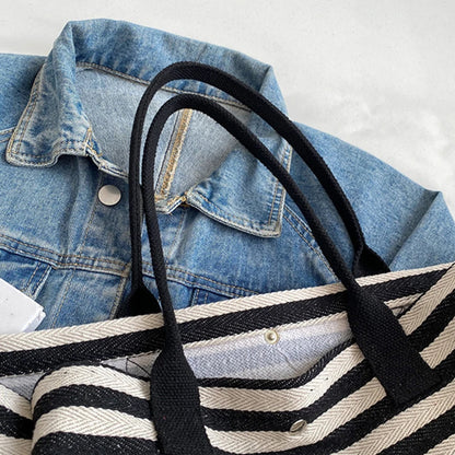 Materiałowa torba shopper w paski