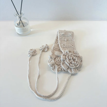 Dziergane nauszniki z kwiatami