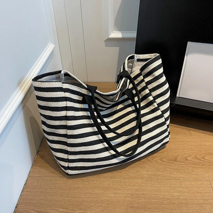 Materiałowa torba shopper w paski